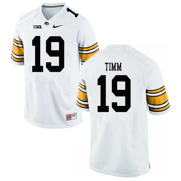 Men #19 Mike Timm Iowa Hawkeyes College Football Jerseys Sale-White - Click Image to Close
